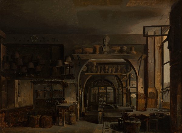 L'atelier de l'orfevre Odiot  by Francois Barthelemy Augustin Desmoulins - Hand-Painted Oil Painting Reproduction