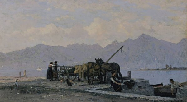 View Of Lake Geneva  by Francois Bocion - Hand-Painted Oil Painting Reproduction
