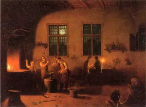 Blacksmith Shop by Francois Bonvin - Oil Painting Reproduction