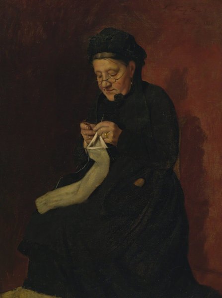 Femme tricotant  by Francois Bonvin - Hand-Painted Oil Painting Reproduction