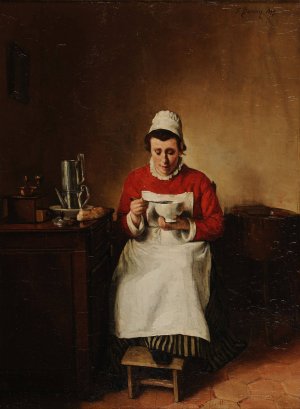 Le dejeuner ou le bol de cafe by Francois Bonvin Oil Painting