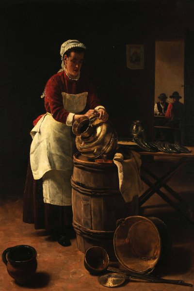 L'Ecureuse  by Francois Bonvin - Hand-Painted Oil Painting Reproduction
