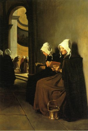 On the Pauper's Bench - Souvenir of Brittany by Francois Bonvin Oil Painting