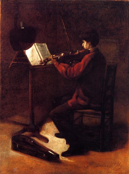 Violinist by Francois Bonvin - Hand-Painted Oil Painting Reproduction