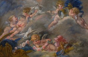 Putti by Francois Boucher (Follower) Oil Painting