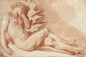 A reclining female nude by Francois Boucher Oil Painting