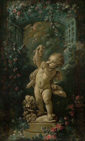 Amour aux raisins by Francois Boucher Oil Painting