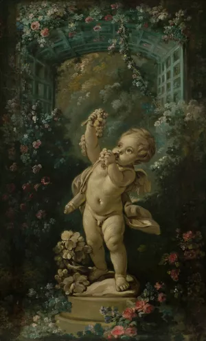 Amour aux raisins by Francois Boucher Oil Painting
