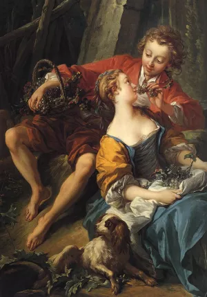 An Autumn Pastoral Detail by Francois Boucher Oil Painting