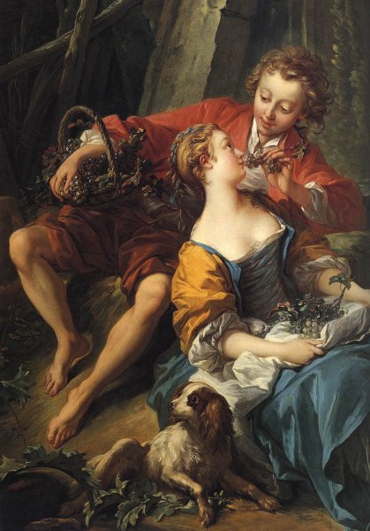 An Autumn Pastoral Detail by Francois Boucher - Hand-Painted Oil Painting Reproduction
