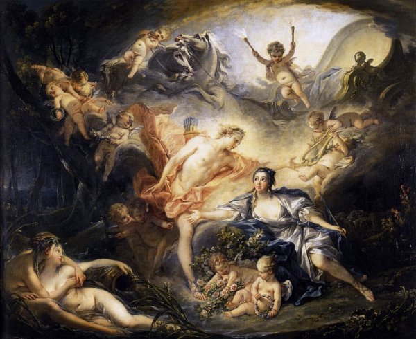 Main Product Photo of Apollo Revealing His Divinity Before the Shepherdess Isse Painting by Francois Boucher