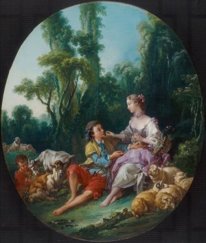 Are They Thinking about the Grape by Francois Boucher Oil Painting