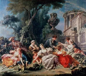 Bird Catchers by Francois Boucher - Oil Painting Reproduction
