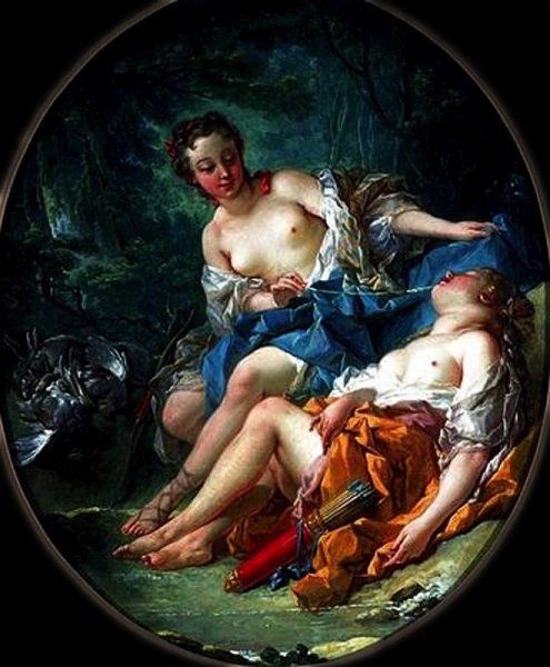 Companions of Diana by Francois Boucher - Hand-Painted Oil Painting Reproduction