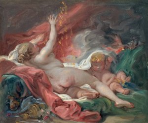 Danae and the Shower of Gold. Study by Francois Boucher Oil Painting