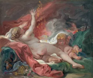 Danae and the Shower of Gold. Study by Francois Boucher Oil Painting