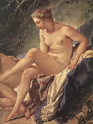 Diana Resting After Her Bath Detail by Francois Boucher Oil Painting