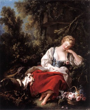 Dreaming Shepherdess by Francois Boucher Oil Painting