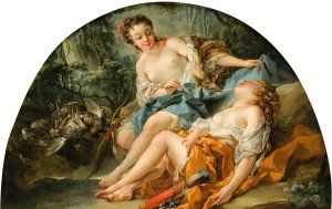 Hunting nymphs by Francois Boucher Oil Painting