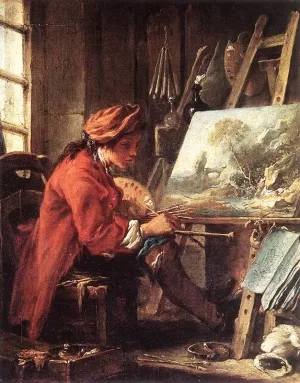 Il Pittore Nel Suo Studio by Francois Boucher Oil Painting