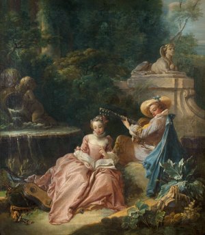La Lecon de musique by Francois Boucher Oil Painting