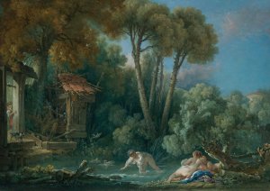 Les Baigneuses by Francois Boucher Oil Painting