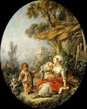 L'Heureuse Mere by Francois Boucher Oil Painting