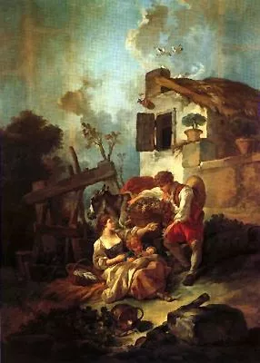LOfferta dellUva by Francois Boucher - Oil Painting Reproduction