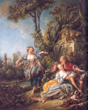 Lovers in a Park by Francois Boucher Oil Painting
