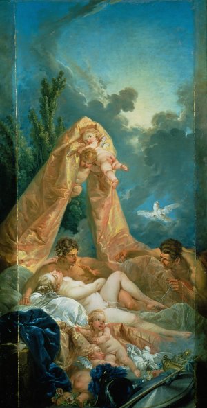 Mars and Venus surprised by Vulcan by Francois Boucher Oil Painting