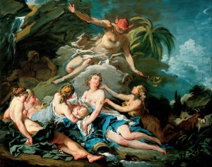 Mercury Entrusting the Infant Bacchus to the Nymphs of Nysa by Francois Boucher Oil Painting
