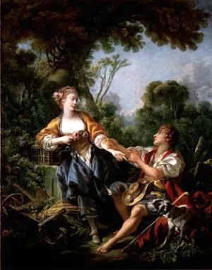 Offering of a Rose by Francois Boucher Oil Painting