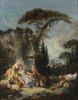 Pastoral scene by Francois Boucher Oil Painting