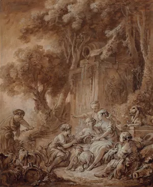 Pastorale au fluteur by Francois Boucher Oil Painting