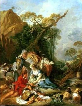 Pastorale: The Vegetable Vendor by Francois Boucher - Hand-Painted Oil Painting Reproduction
