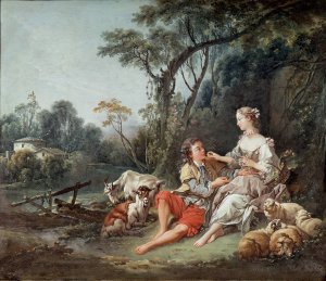 Pense-t-il aux raisins by Francois Boucher Oil Painting