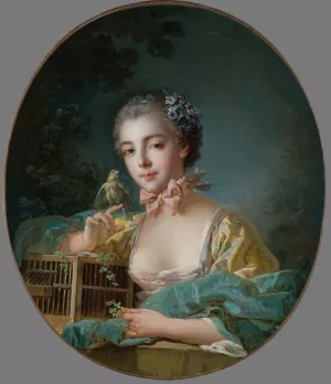 Portrait presume de Marie-Emilie Baudouin, fille du peintre by Francois Boucher Oil Painting
