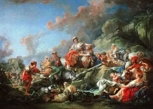 Returning from Market by Francois Boucher - Oil Painting Reproduction