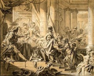 Sancho Pursued by the Servants of the Duke by Francois Boucher Oil Painting