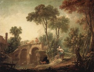 The Bridge by Francois Boucher Oil Painting