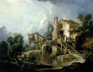 The Mill at Charenton by Francois Boucher Oil Painting