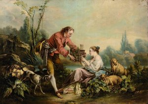 The Obliging Shepherd by Francois Boucher Oil Painting