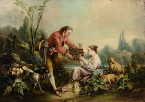 The Obliging Shepherd by Francois Boucher Oil Painting