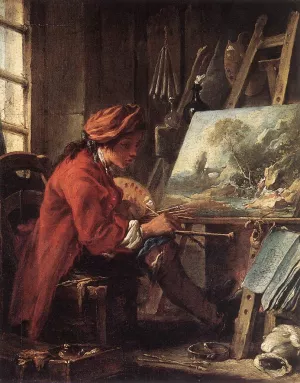 The Painter in His Studio by Francois Boucher Oil Painting