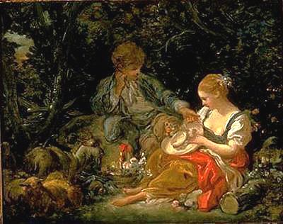 The Young Lovers by Francois Boucher - Hand-Painted Oil Painting Reproduction