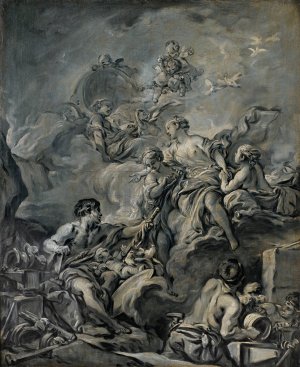 Venus Ordering Weapons From Vulcan by Francois Boucher Oil Painting