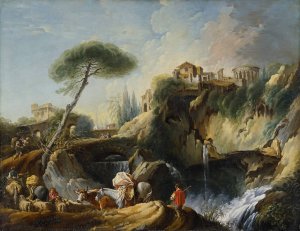 View of Tivoli with the Temple of Vesta by Francois Boucher Oil Painting