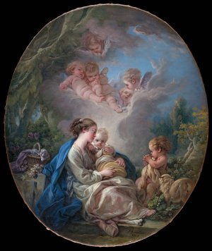 Virgin and Child with the Young Saint John the Baptist and Angels by Francois Boucher Oil Painting