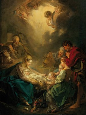 Virgin Attending to the Sleeping Christ child by Francois Boucher Oil Painting