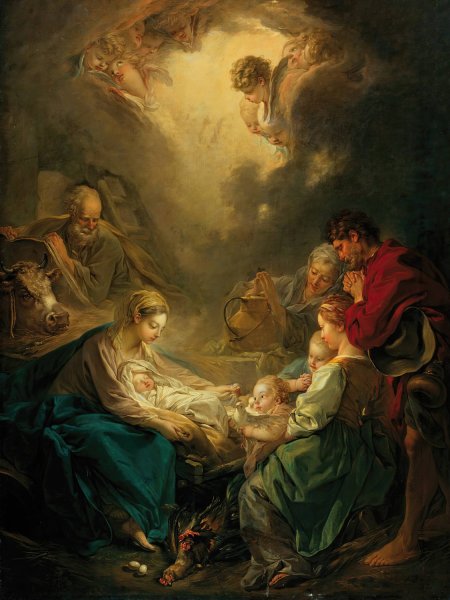Main Product Photo of Virgin Attending to the Sleeping Christ child Painting by Francois Boucher
